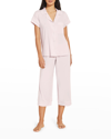 Eberjey Gisele Cropped Two-piece Jersey Pajama Set In Lilac / Ivory