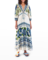 Farm Rio Macaw Flight Tassel-tie Maxi Dress In Off White Macaw