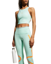 Adidas By Stella Mccartney Truepace Cutout Crop Top In Frog Green