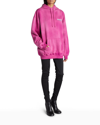 Balenciaga Campaign Logo Oversize Cotton Hoodie In Fuchsia
