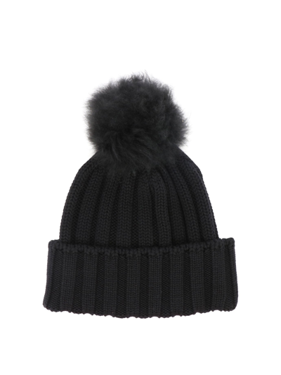 Woolrich Beanie Cash Pon Pon Beanie In Black