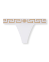 Versace Greca-border Stretch Cotton Thong In Bianco Ottico