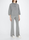 Theory Drawstring Double-knit Top In Gray