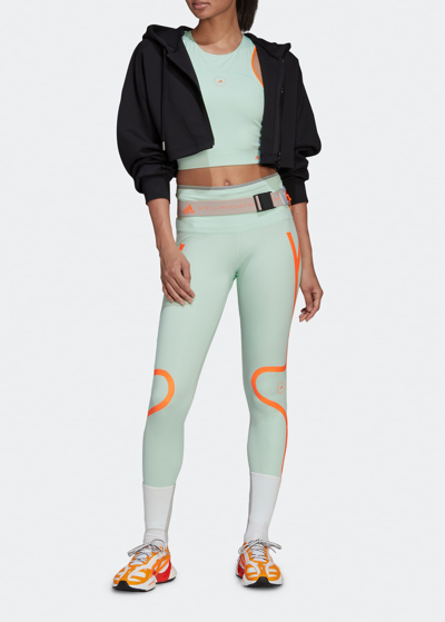 Adidas By Stella Mccartney Truepace Cutout Crop Top In Frog Green