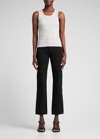 Agolde Poppy Ribbed Stretch Organic Cotton And Tencel-blend Jersey Tank In Grey Heather