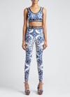 Dolce & Gabbana Logo Band Tile-print Lycra Bra Top In Multiprint