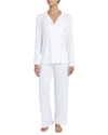 Eberjey Gisele Long Sleeve Short Pajama Set In White / Blue