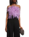 LAMARQUE ZAINA OSTRICH FEATHER BUSTIER TOP