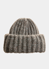 Inverni Cashmere Ribbed Beanie In 1904 Multi Beige