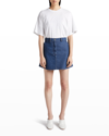 Loewe Anagram Denim Flared Miniskirt In Indigo Blue