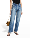 Moussy Vintage Merry Distressed Ankle Crop Jeans In Blue