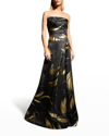 Rene Ruiz Bustier A-line Gown In Black / Gold