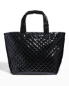 Mz Wallace Large Metro Deluxe Patent Tote Bag In Black Lacquer
