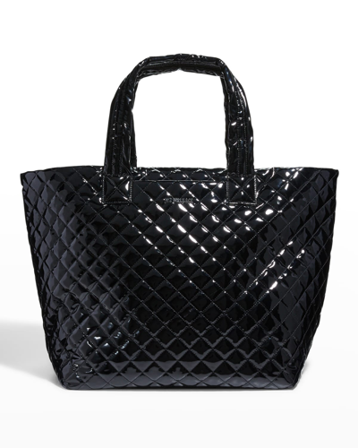 Mz Wallace Large Metro Deluxe Patent Tote Bag In Black Lacquer