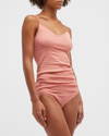 Hanro Seamless Cotton V-neck Camisole In Sweet Pepper