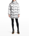 Moncler Gaou Hooded Quilted Metallic Shell Down Jacket In Silver