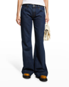 Re/done 70s Low Rise Bell Bottom Relaxed Flared Jeans In Heritage Rinse