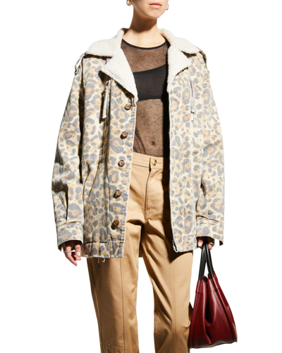 Ser.o.ya Frankie Leopard Shearling-lined Jacket In Multi