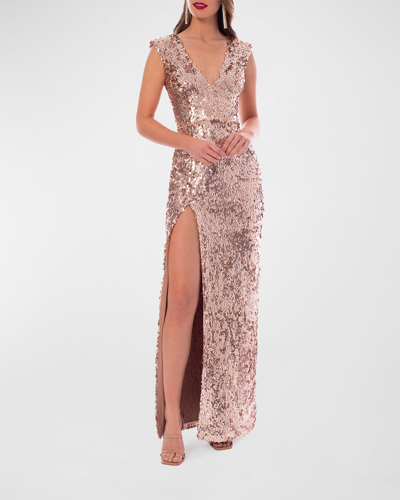 Helsi Sophie Sequin Gown In Rose Gold | ModeSens