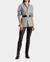 Ralph Lauren Capri Stripe Button-down Shirt In Black White