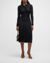 TOM FORD LONG-SLEEVE HOODED WRAP MIDI DRESS