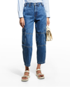 Frame Cropped High-rise Utility Jeans In Current