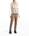Moncler Faucille Quilted Metallic Shell Down Vest In Tan
