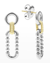 Lagos Sterling Silver And 18k Signature Caviar Circle And Oval Drop Earrings In Silver