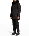 Moose Knuckles Stag Lake Fox Fur-trim Down Parka In Blk Wblk