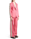 Palm Angels Track Side-stripe Cotton-blend Blazer In Fuchsia White
