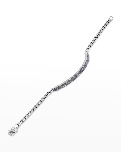 Tateossian Men's Pavé Black Diamond Chain Bracelet, Large In Silver