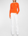 Isabel Marant Alford Cutout Layered Fuzzy Knit Sweater In Orange