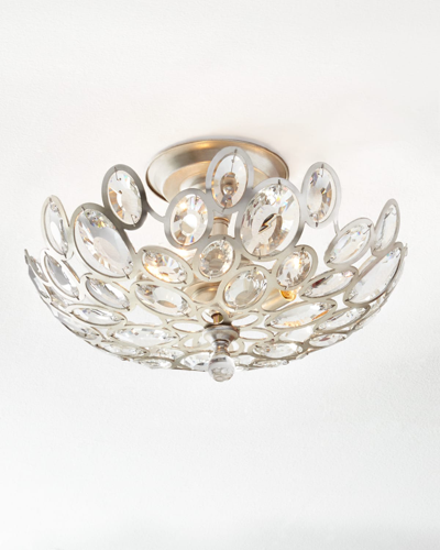 Crystorama Crystal Ovals 3-light Flush-mount Ceiling Fixture In Champagne