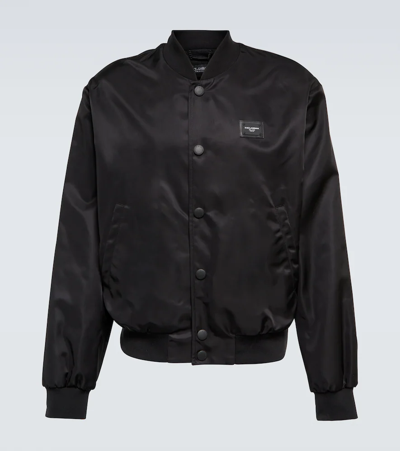 Dolce & Gabbana Technical Fabric Jacket With Logo Patch Application In Black