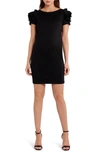 Pietro Brunelli Salisburgo Rose Ruffle Maternity Sheath Dress In Black