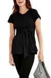 A Pea In The Pod Tie Front Maternity Top In Black