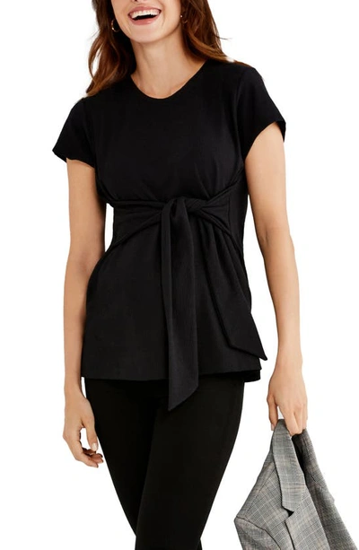 A Pea In The Pod Tie Front Maternity Top In Black