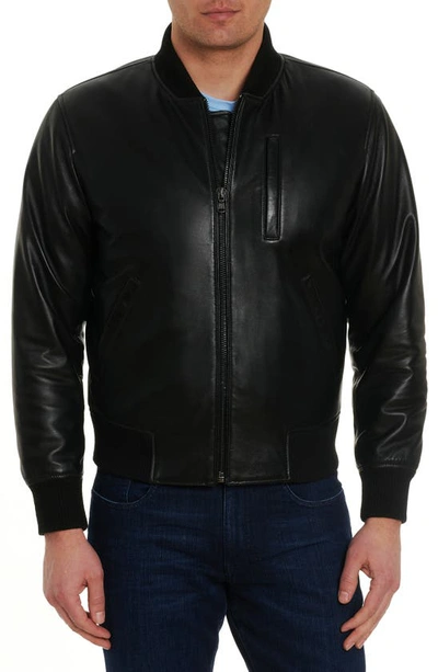 Robert Graham Rg Voyager Leather Bomber Jacket In Black