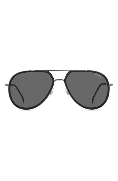 Carrera Eyewear 58mm Polarized Aviator Sunglasses In Matte Black / Gray Polar