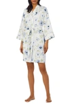 Lauren Ralph Lauren Recycled Polyester Plush Robe In Blue Floral