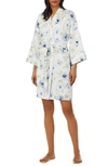 Ralph Lauren Recycled Polyester Plush Robe In Blue Floral
