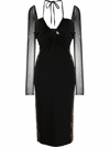 Self-portrait Midi Dress With Cut-out In Black