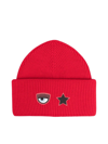Chiara Ferragni Logo-patch Detail Knit Beanie In Red