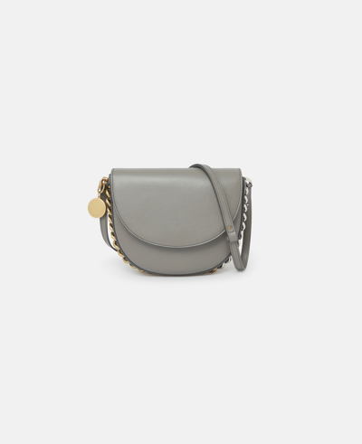 Stella Mccartney Frayme Medium Flap Shoulder Bag In Grey Stone