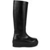 Gia Borghini Black Slip-on Boots With Platform In Smooth Leather Woman