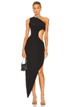 Norma Kamali Sunburst Asymmetric Cutout-jersey Midi Dress In Black