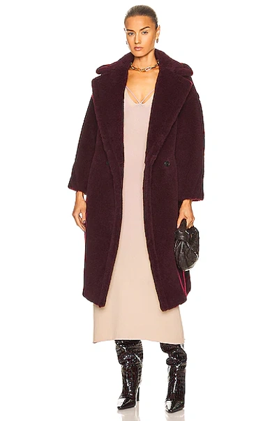 Max Mara Tedgirl Alpaca Blend Oversize Midi Coat In Burgundy