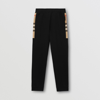Burberry Stephan Vintage Check-detail Track Pants In Black/archive Beige