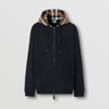 Burberry Samuel Sweatshirt With Check Hood In Black/archive Beige
