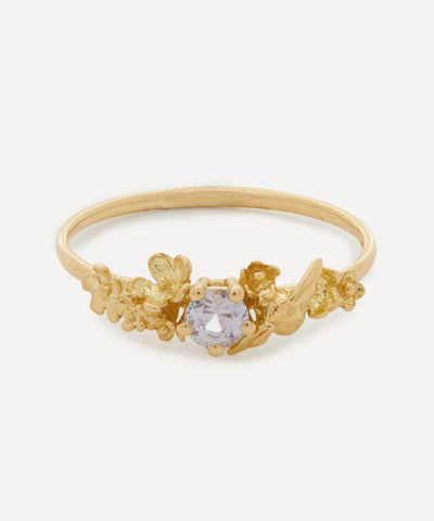 Alex Monroe 18ct Gold Beekeeper Pale Lavender Sapphire Garden Ring